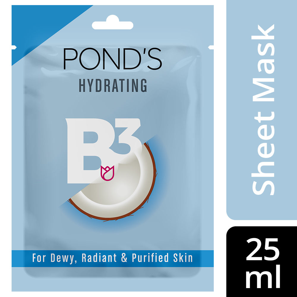 Ponds Vitamin Duo Sheet Mask Hydrating Sheet Mask With Vitamin B3 Natural Coconut Water