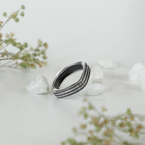 Buy GIVA Avni By Giva Oxidised Silver Square Ring For Mens Online
