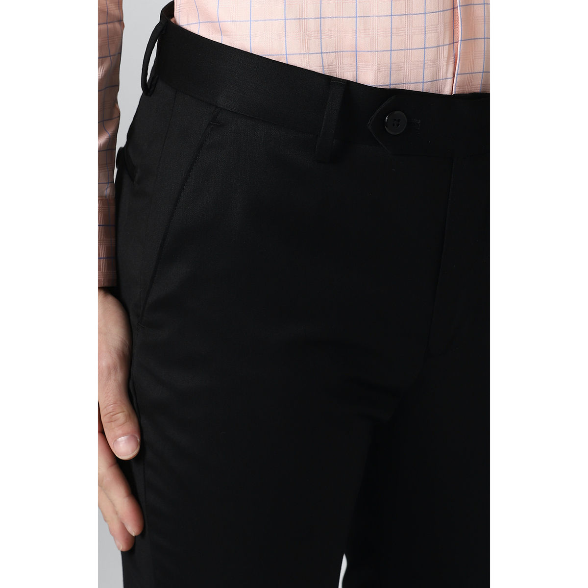Buy Men Grey Solid Regular Fit Trousers Online - 49092 | Peter England