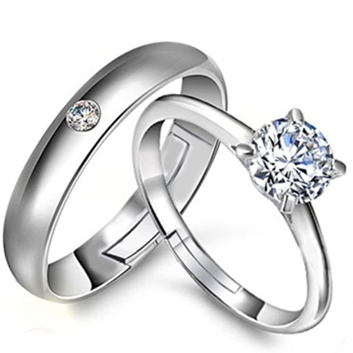 Dull Polish Platinum Plated 925 Sterling Silver Lover Rings(Price For a Pair)  - Love Rings