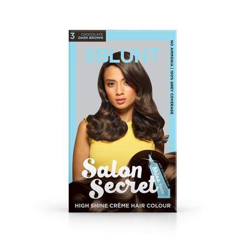 BBLUNT Salon Secret High Shine Creme Hair Colour Chocolate Dark Brown 3, No  Ammonia: Buy BBLUNT Salon Secret High Shine Creme Hair Colour Chocolate  Dark Brown 3, No Ammonia Online at Best