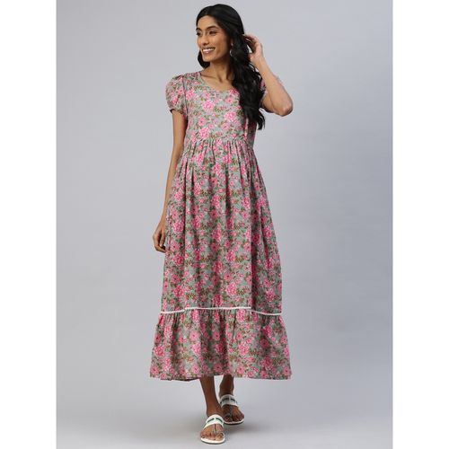 Buy Swishchick Grey and Pink Floral Print Maternity Dress Concealed Feeding Zip Online Buy Swishchick Grey and Pink Floral Print Maternity Dress Concealed Feeding Zip Online