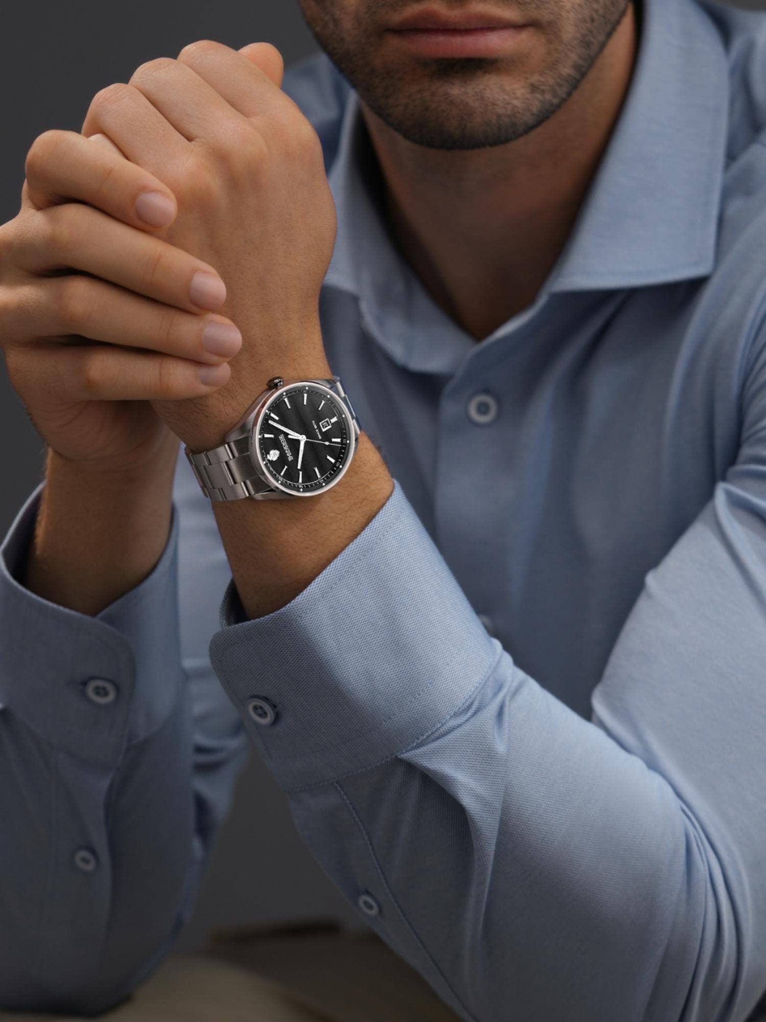 Sandoz Bachelin Gents Quartz 3H with Date Watch - Black Dial