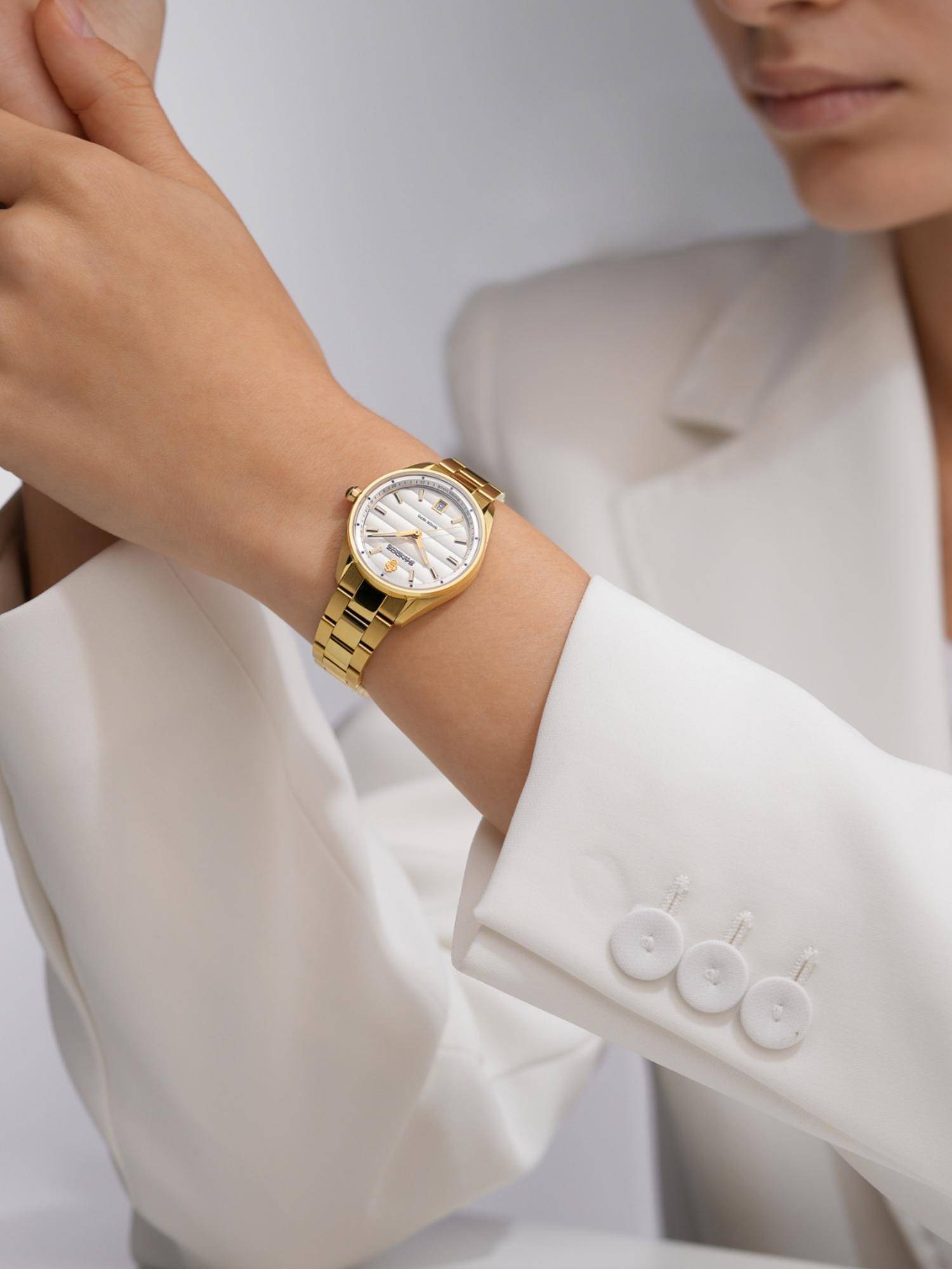 Sandoz Bachelin Ladies Quartz 3H with Date Watch - Silver Dial