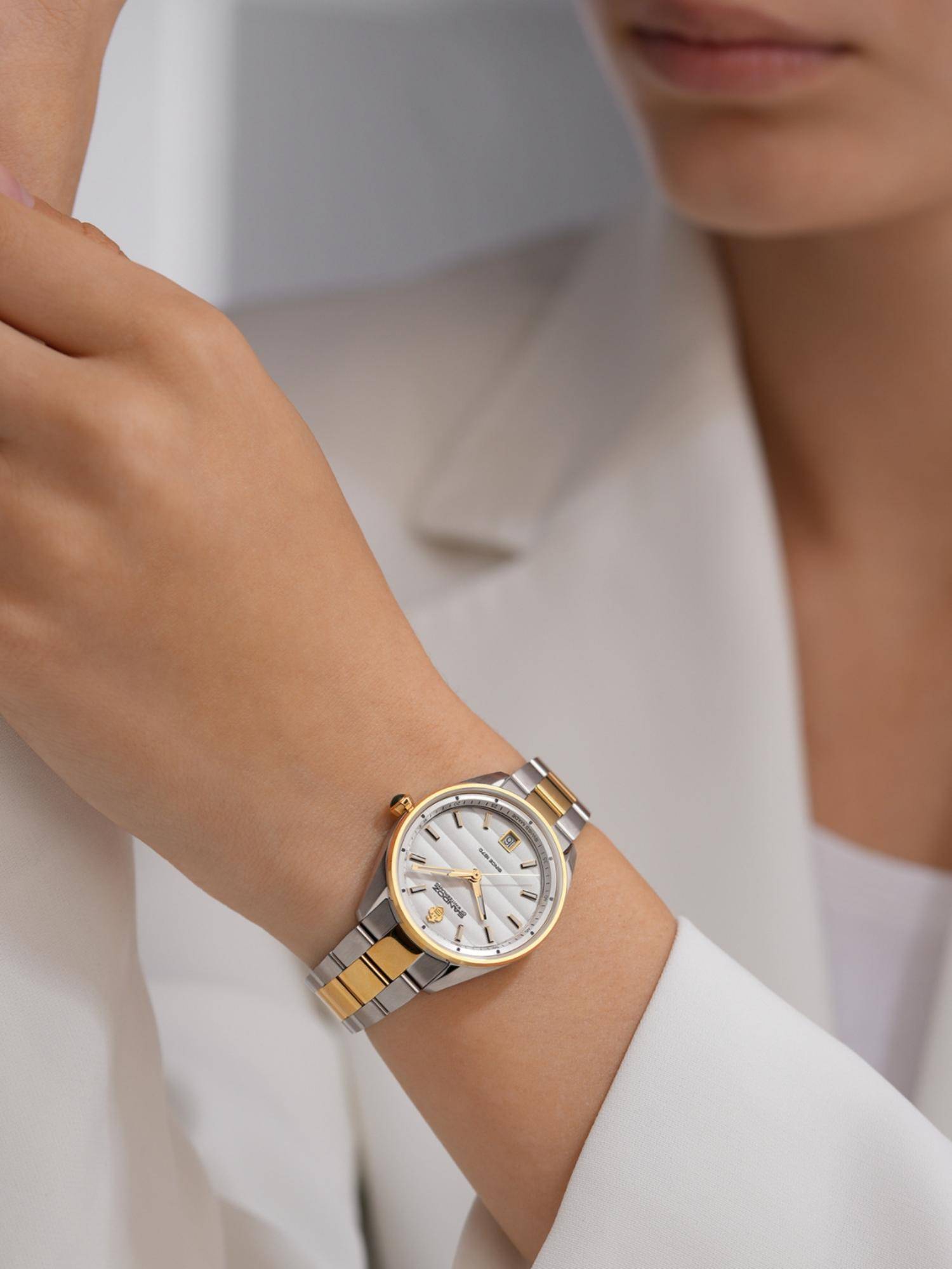 Sandoz Bachelin Ladies Quartz 3H with Date Watch - Silver Dial
