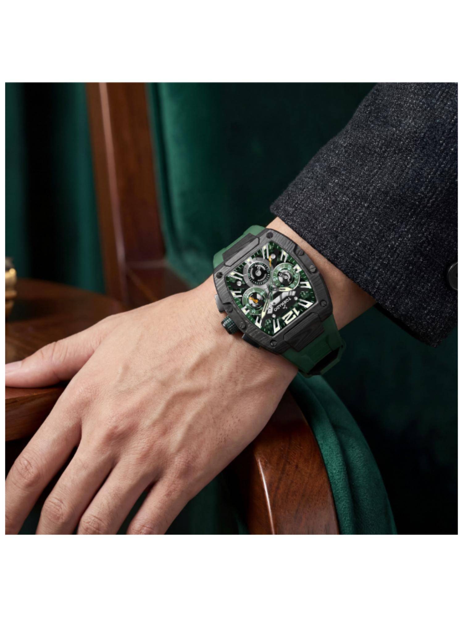 Tornado Green Stainless Steel Chronograph Watch (T23105L-Bfgb)