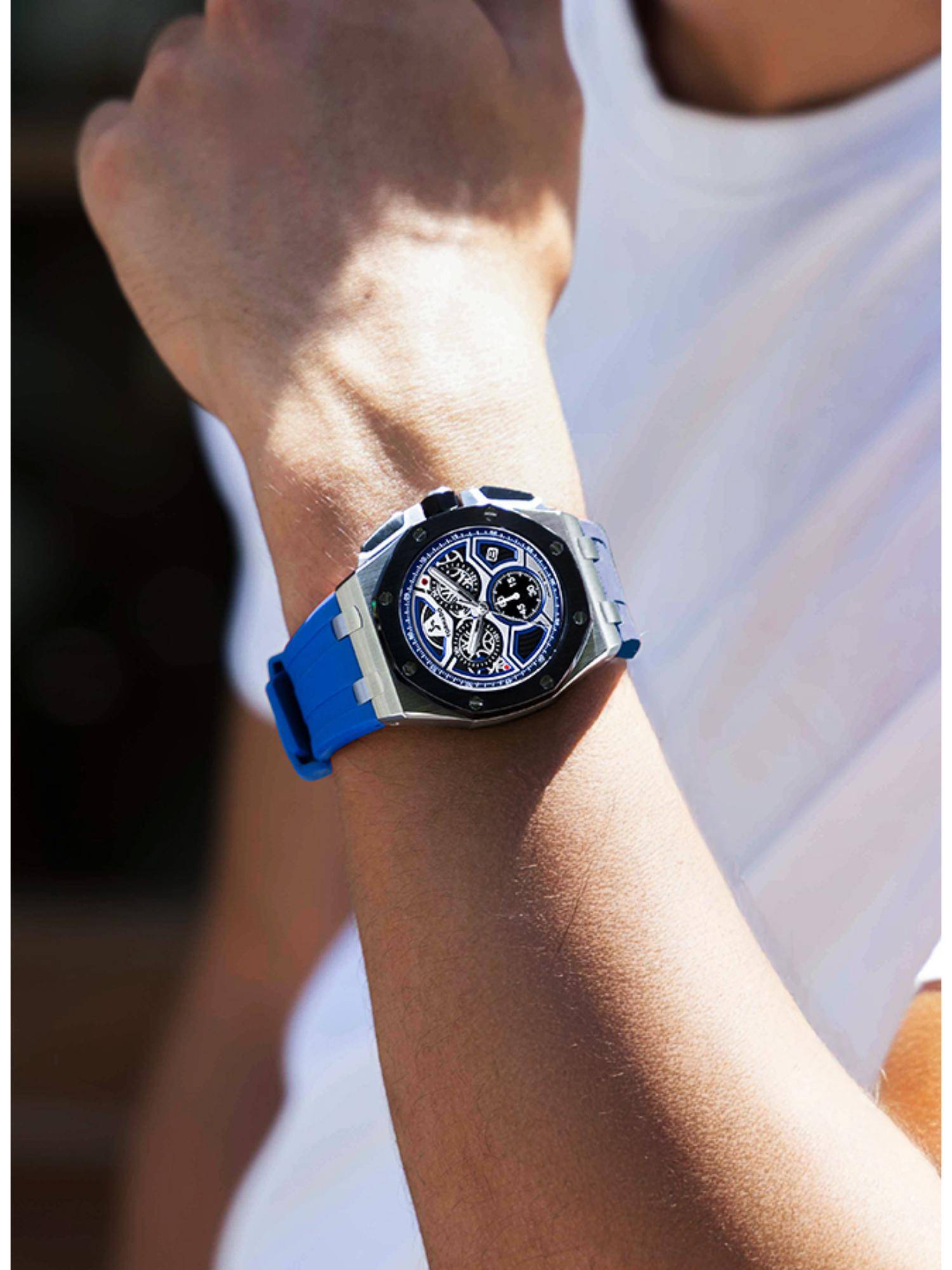 Tornado Black Stainless Steel Chronograph Watch (T25103-Ssllb)