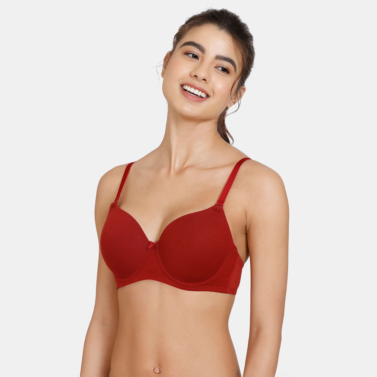 Buy Zivame Beautiful Basics Padded Non Wired 3/4Th Coverage T-Shirt Bra -  Merlot - Red Online