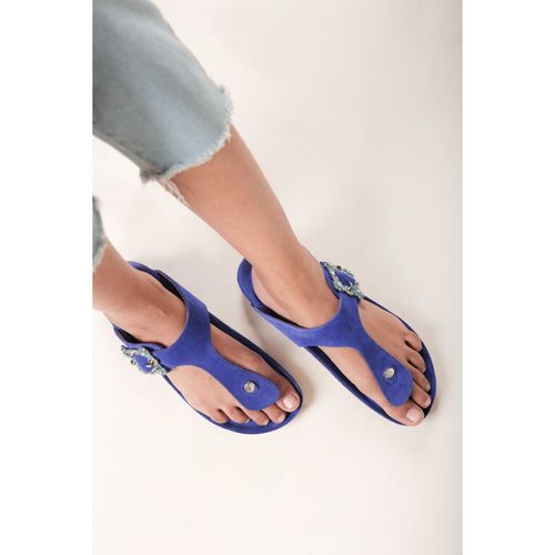 Stilista Royal Blue Comfort Footbed Flat Sandals (EURO 35)
