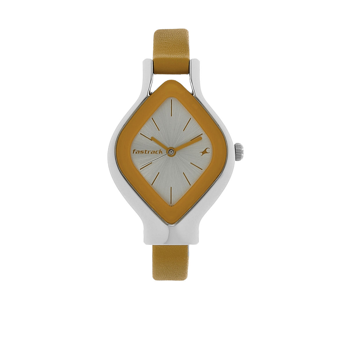Buy Fastrack Silver Dial Yellow Leather Strap Watch Online