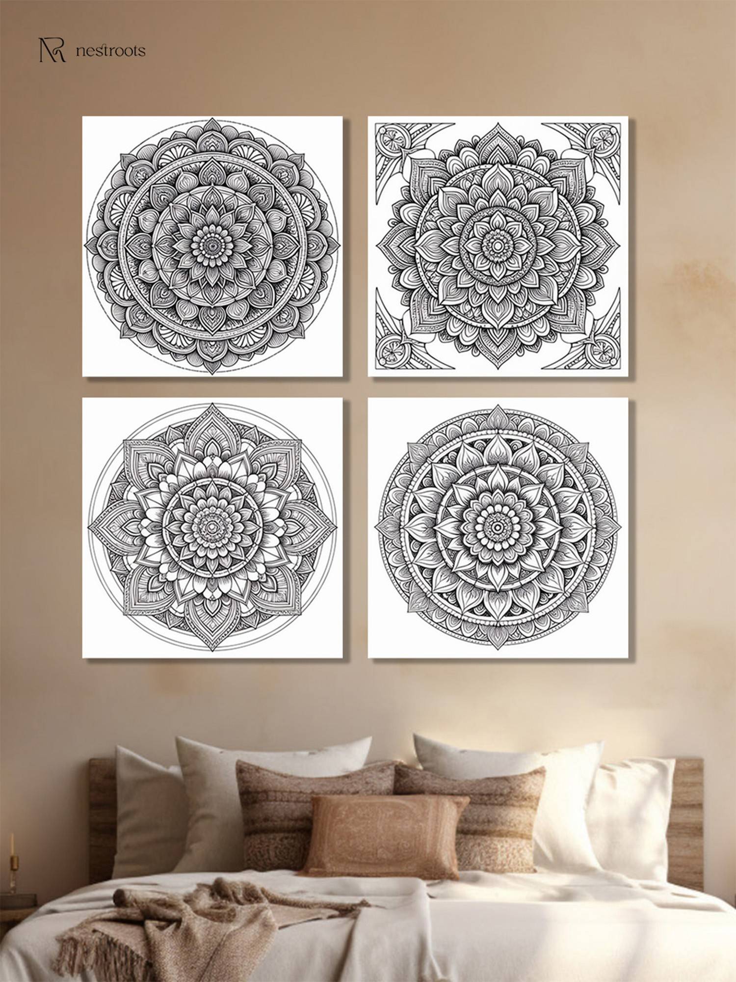 Buy Nestroots Colorable Circular Art Set Printed Wall Painting White ...