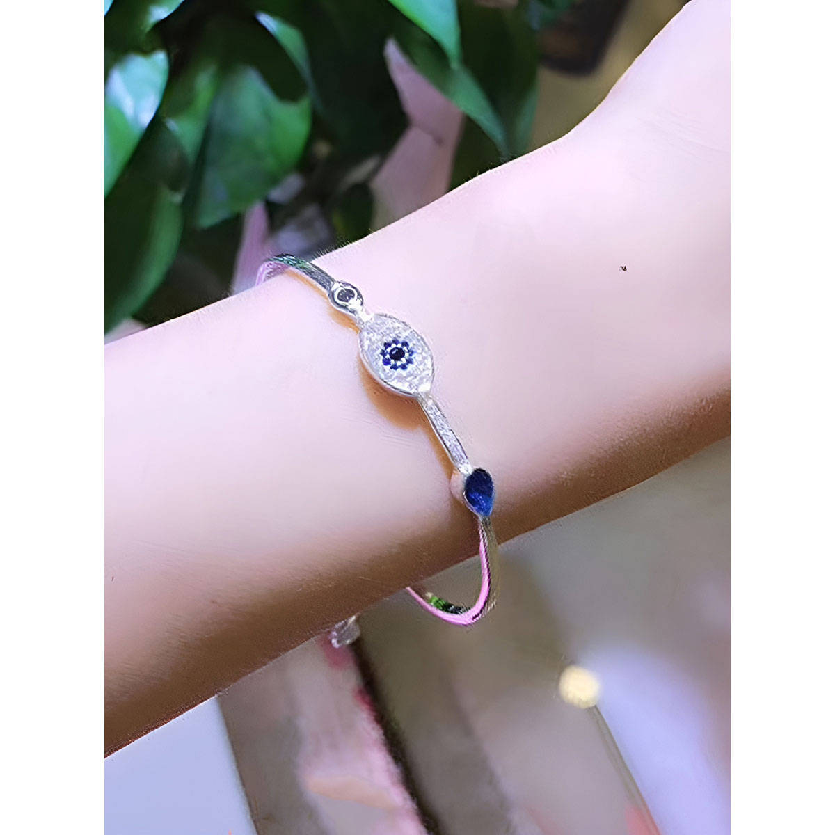 Jewels Galaxy Women Stainless Steel Silver-Plated American Diamond Evil Eye Bracelet