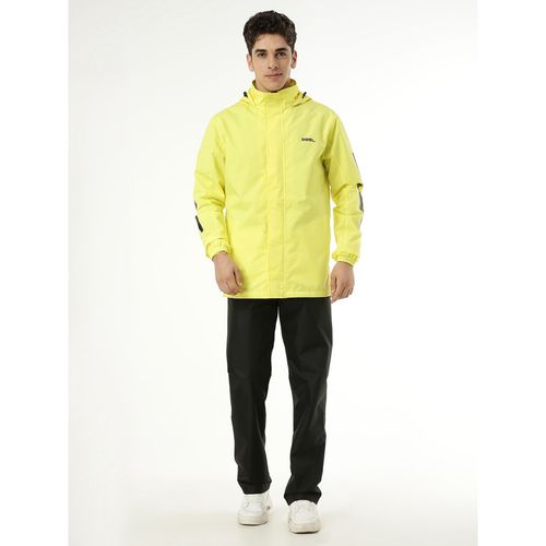 ZEEL Mens Yellow and Black Waterproof Raincoat with Pant (Set of 2) (2XL)