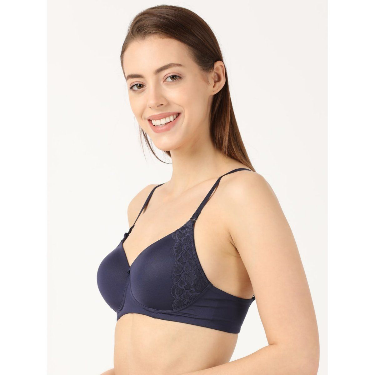 Jockey 1816 Women Wirefree Padded Full Coverage Lace Styling Multiway T Shirt Bra Blue Buy 5270