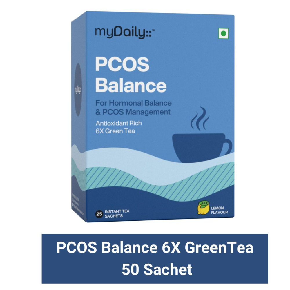 myDaily PCOS PCOD 6x Green Tea for Hormonal Balance, Regular Cycles & Weight Loss - Lemon