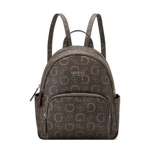 Buy Guess Dark Brown Monogram Shanewood Backpack Online display picture 1