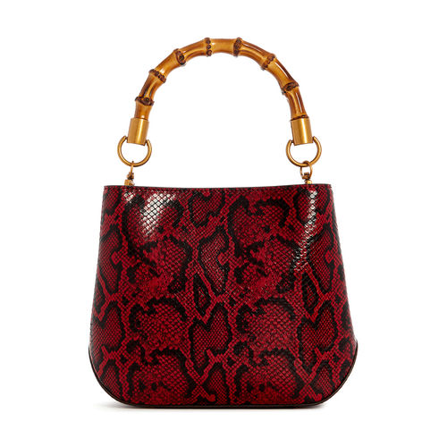 Guess Red Snake Print Eire Small Handbag with Detachable Strap