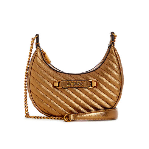 Guess Bronze Quilted Sela Mini Crossbody Sling Bag