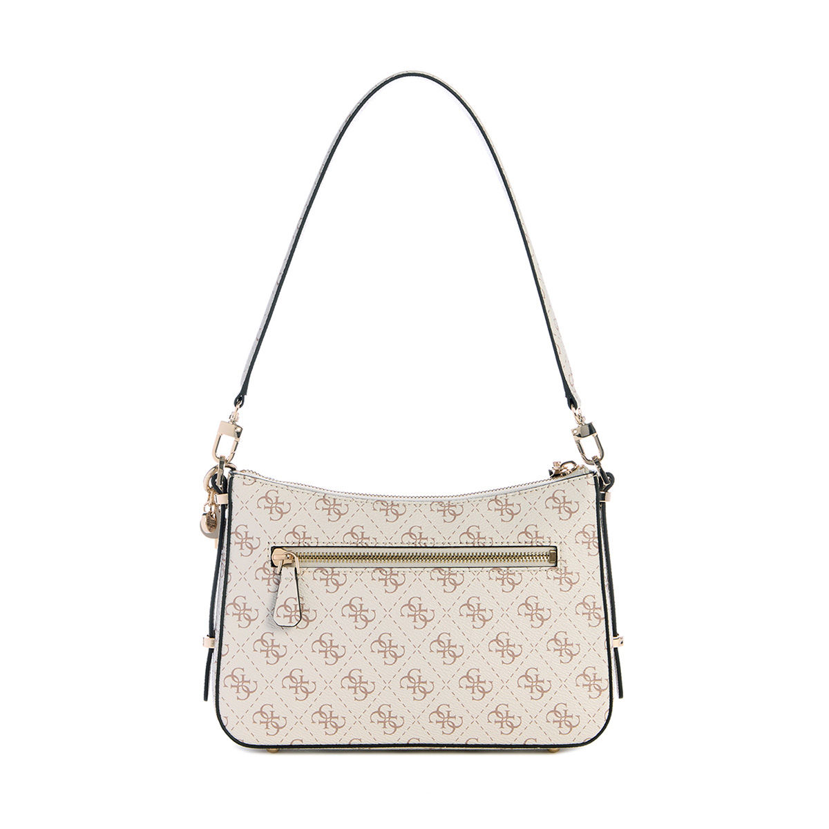 Buy Guess Cream Monogram Daryna Top Zip Shoulder Bag Online