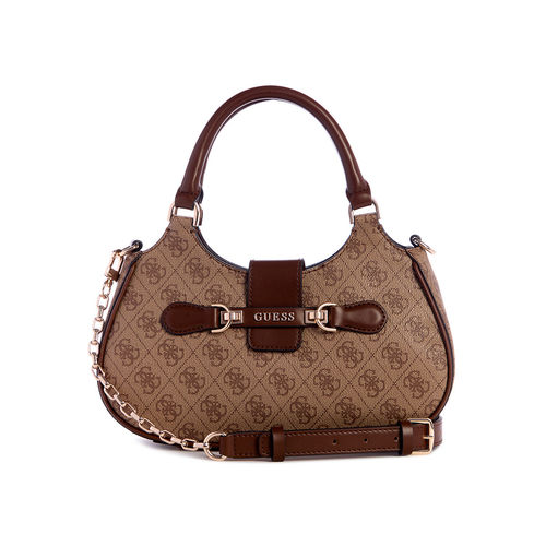 Guess Brown Monogram Nolana Girlfriend Shoulder Bag with Detachable Strap