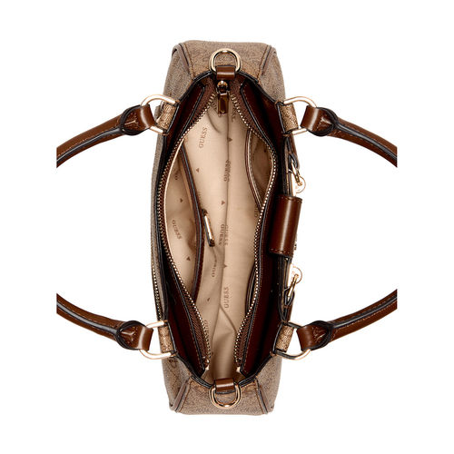 Guess Brown Monogram Nolana Girlfriend Shoulder Bag with Detachable Strap