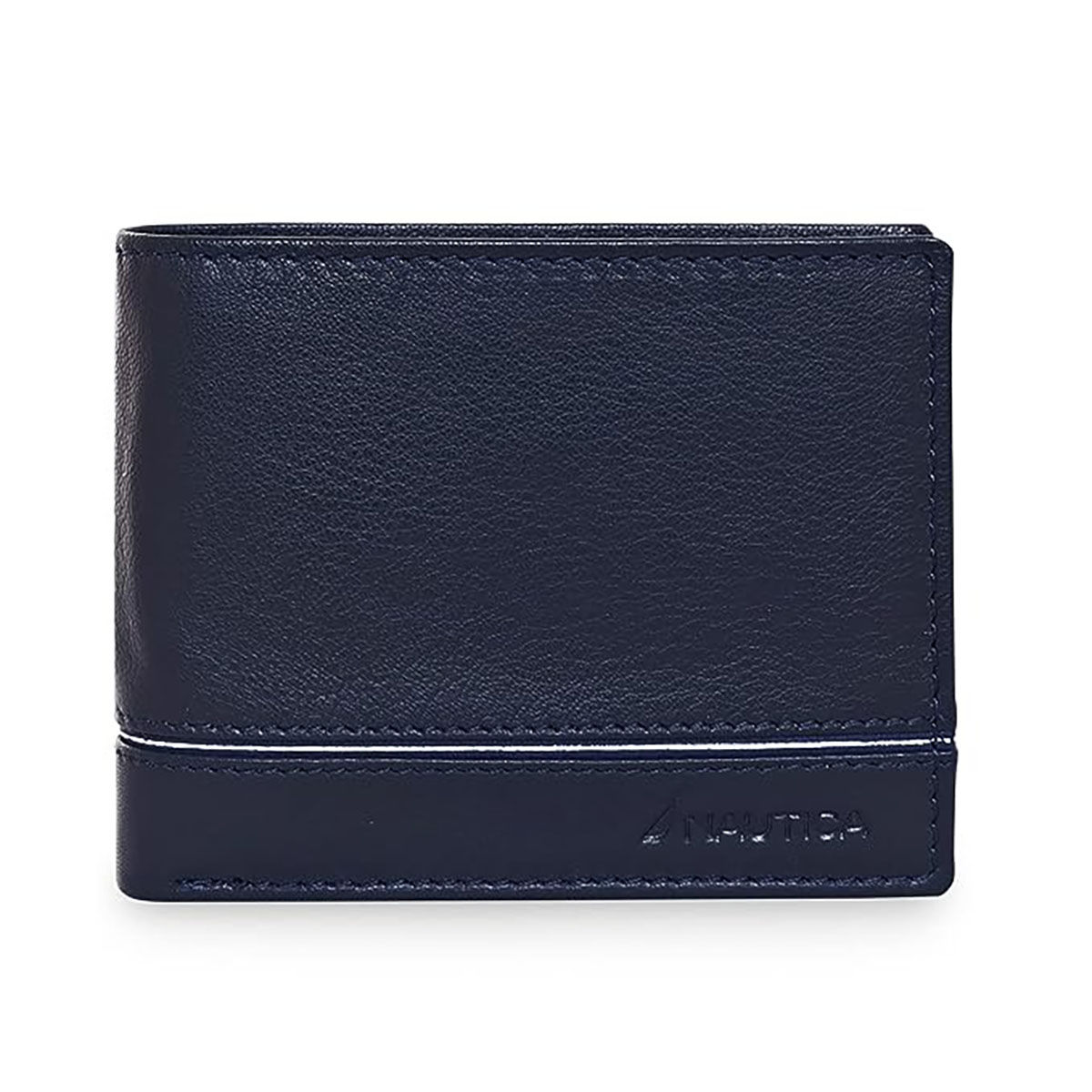 Nautica Bi Fold Navy Blue Slim and Light Weight Leather Mens Wallet ...