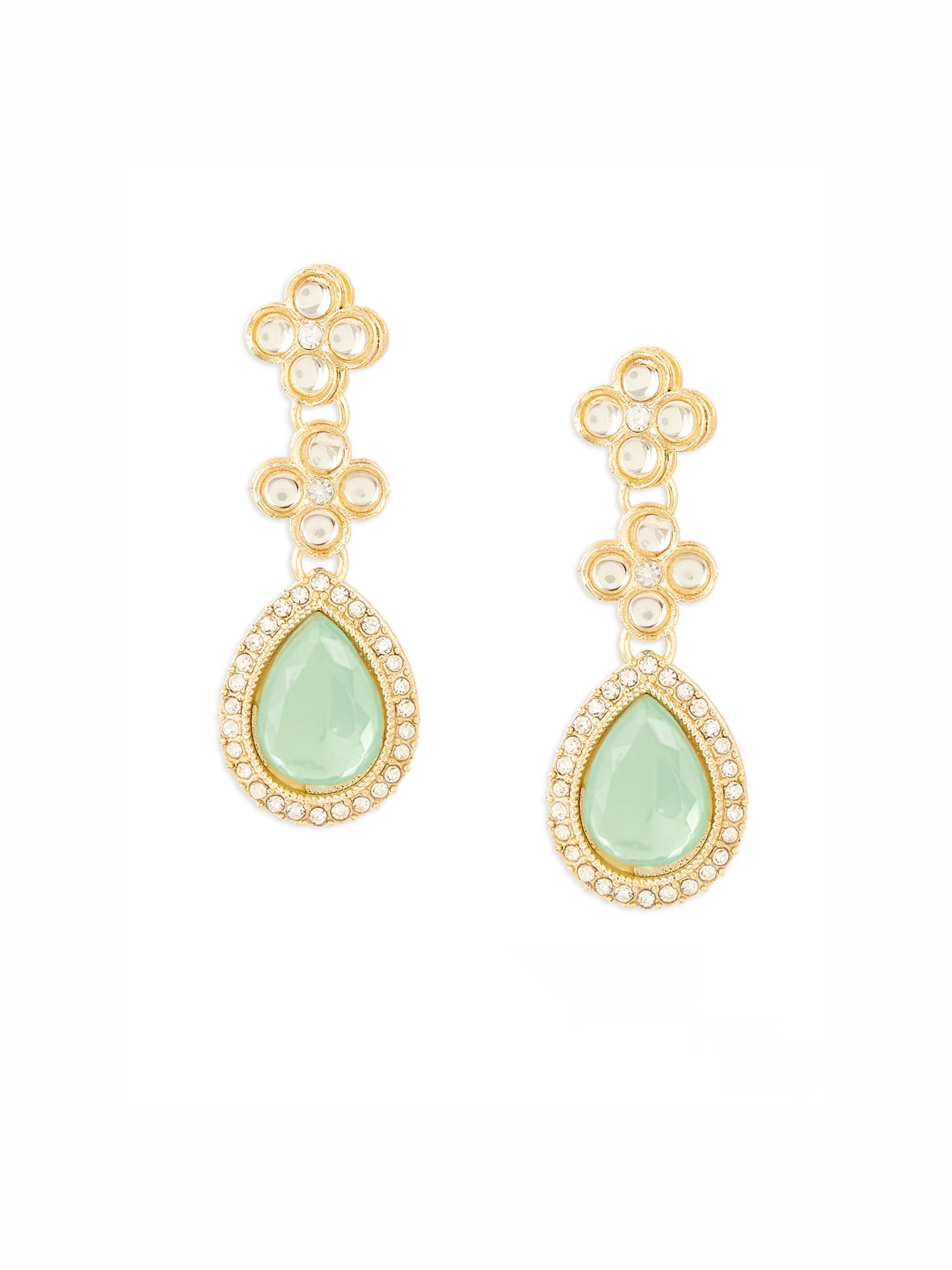 PIRI♡ Zaveri Pearls Rani Pink Green Cluster Beads Drop Dazzling