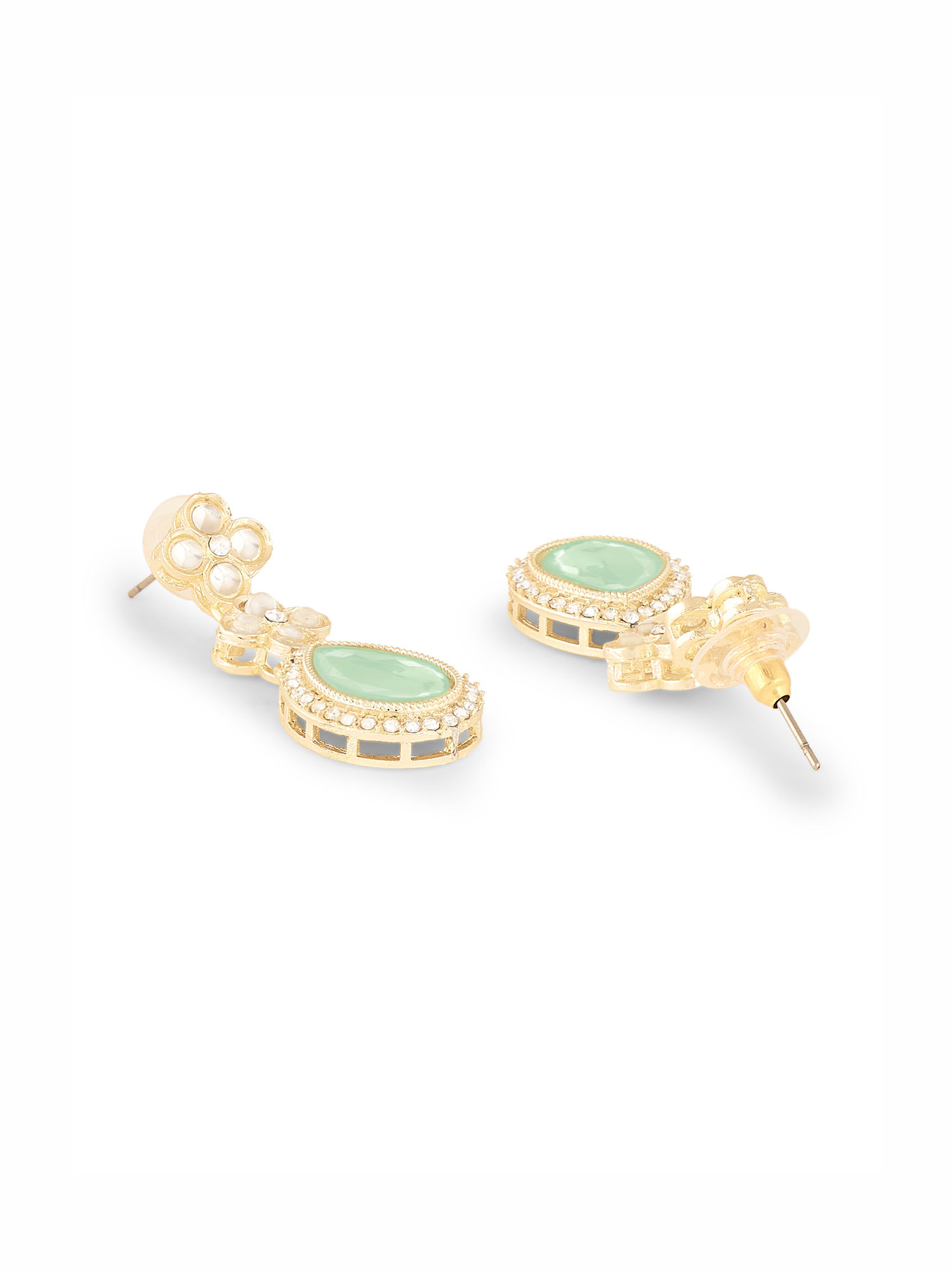 Buy Zaveri Pearls Mint Green Peach Stones Diamonds Choker Necklace