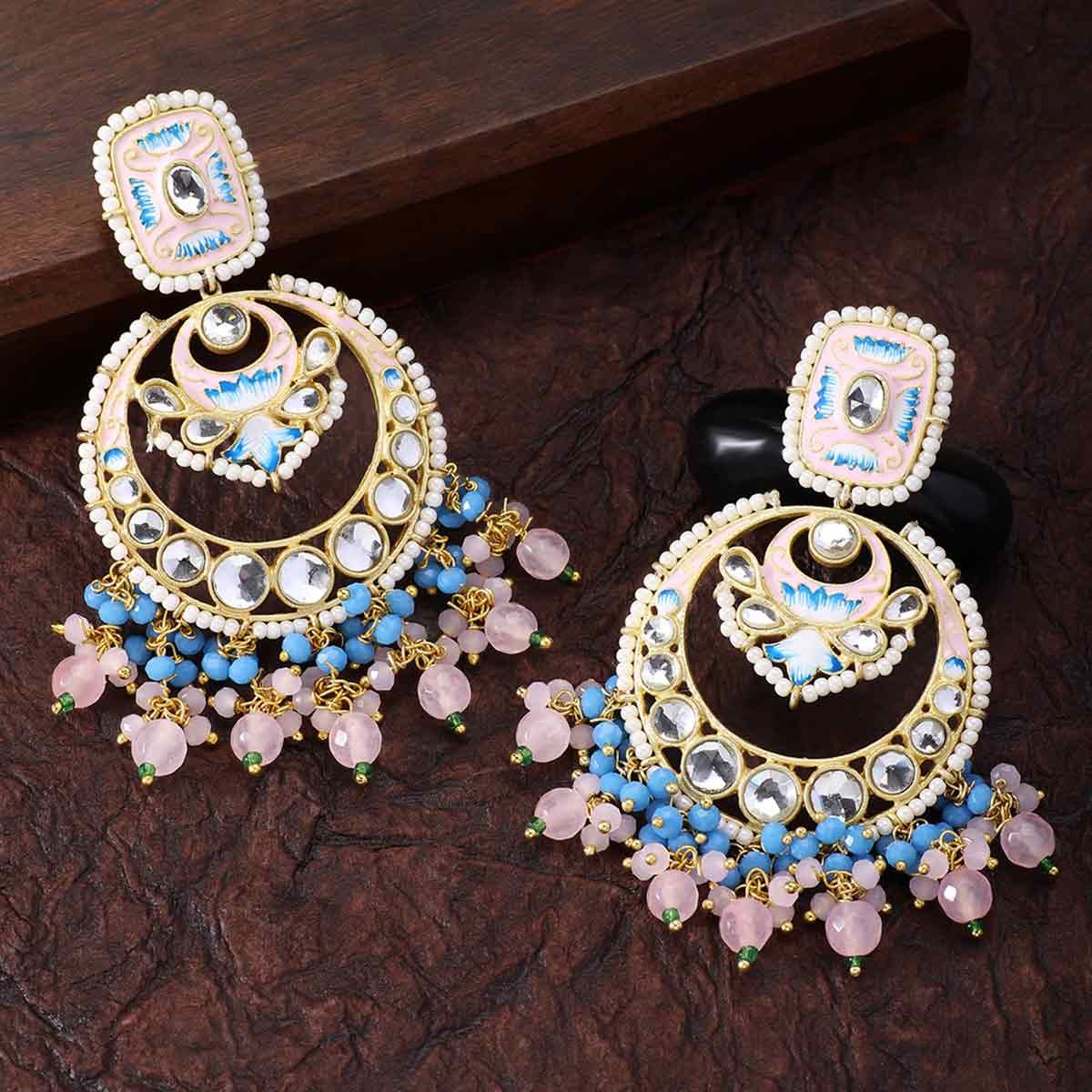 Buy Exceptional Quality Rose Gold Chandbali Chandelier Earrings Maang Tikka  Combo Bollywood Celebrity Jewelry Online in India - Etsy