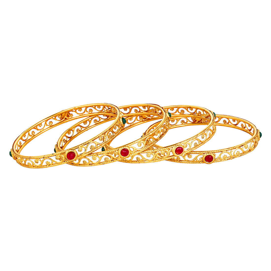 Youbella Fashion Jewellery Set Of 4 Traditional Gold Plated Bracelet
