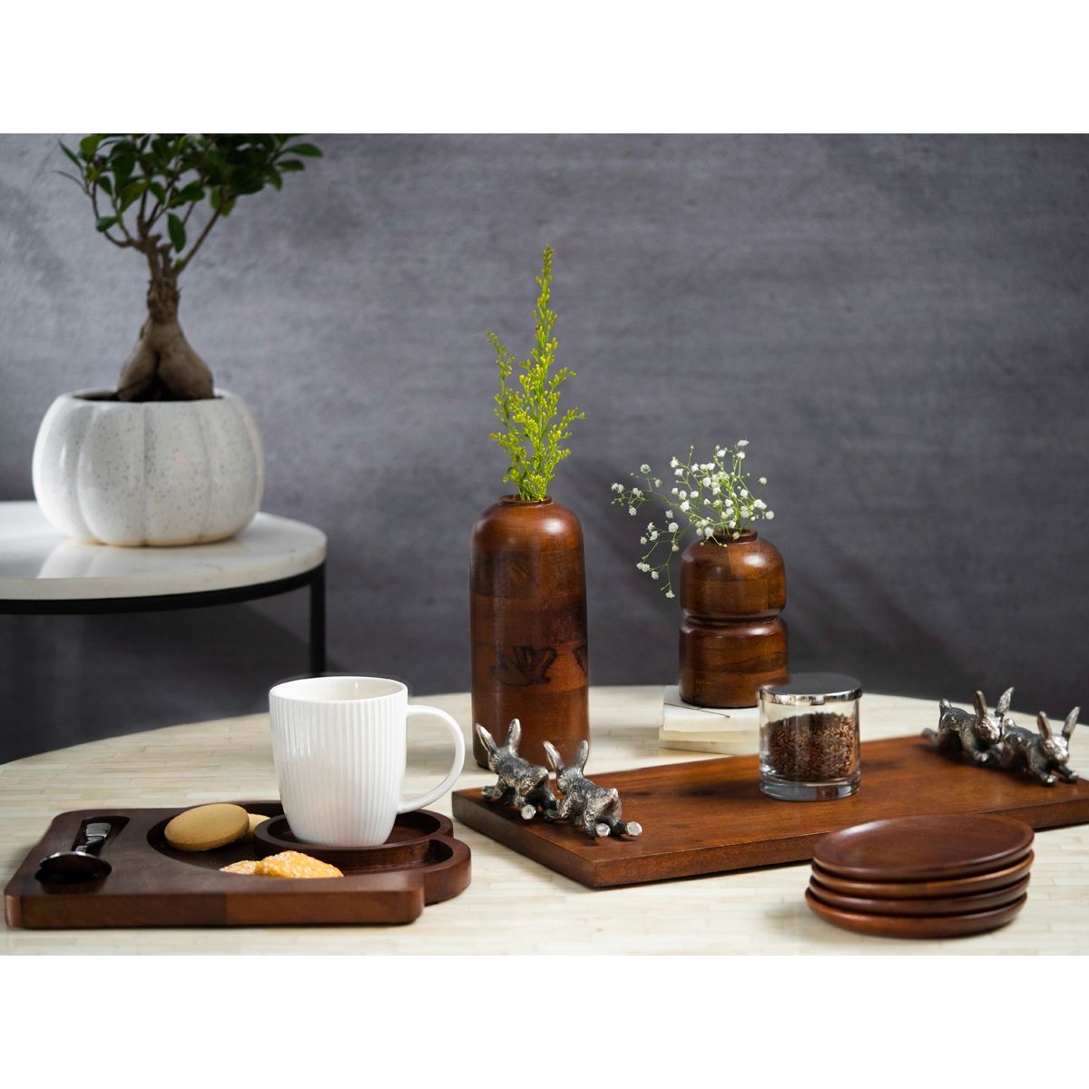 Buy SG Home Wooden Bud Vase (Set Of 2) Online