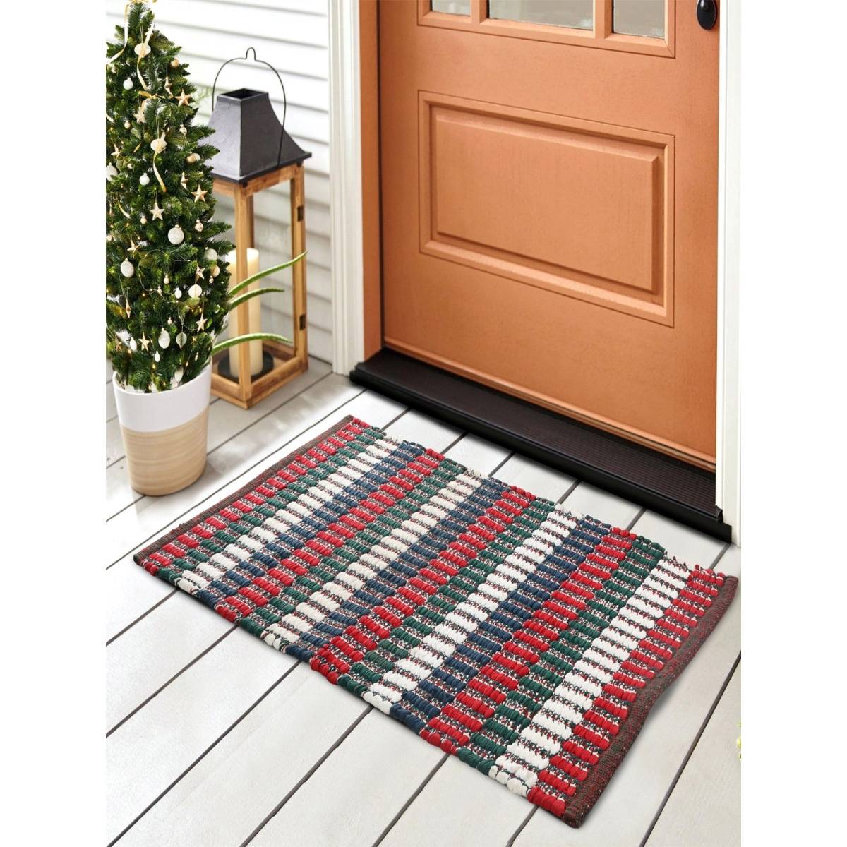 Sashaa World Multi Stripe Christmas Vibe Chindi Rug