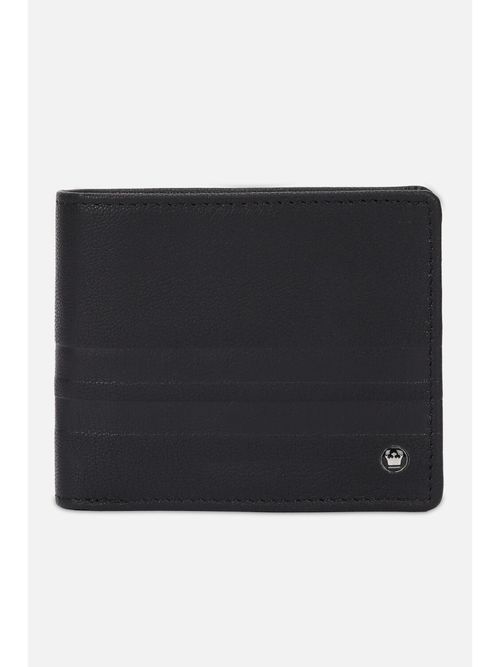 Buy Louis Philippe Men Black Textured 100 Percent Leather Wallet