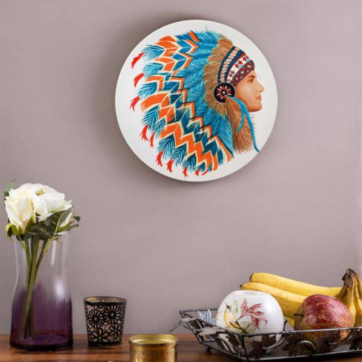 KOLOROBIA Premium Wall Plate For Home & Decor In Female Native Americans Design
