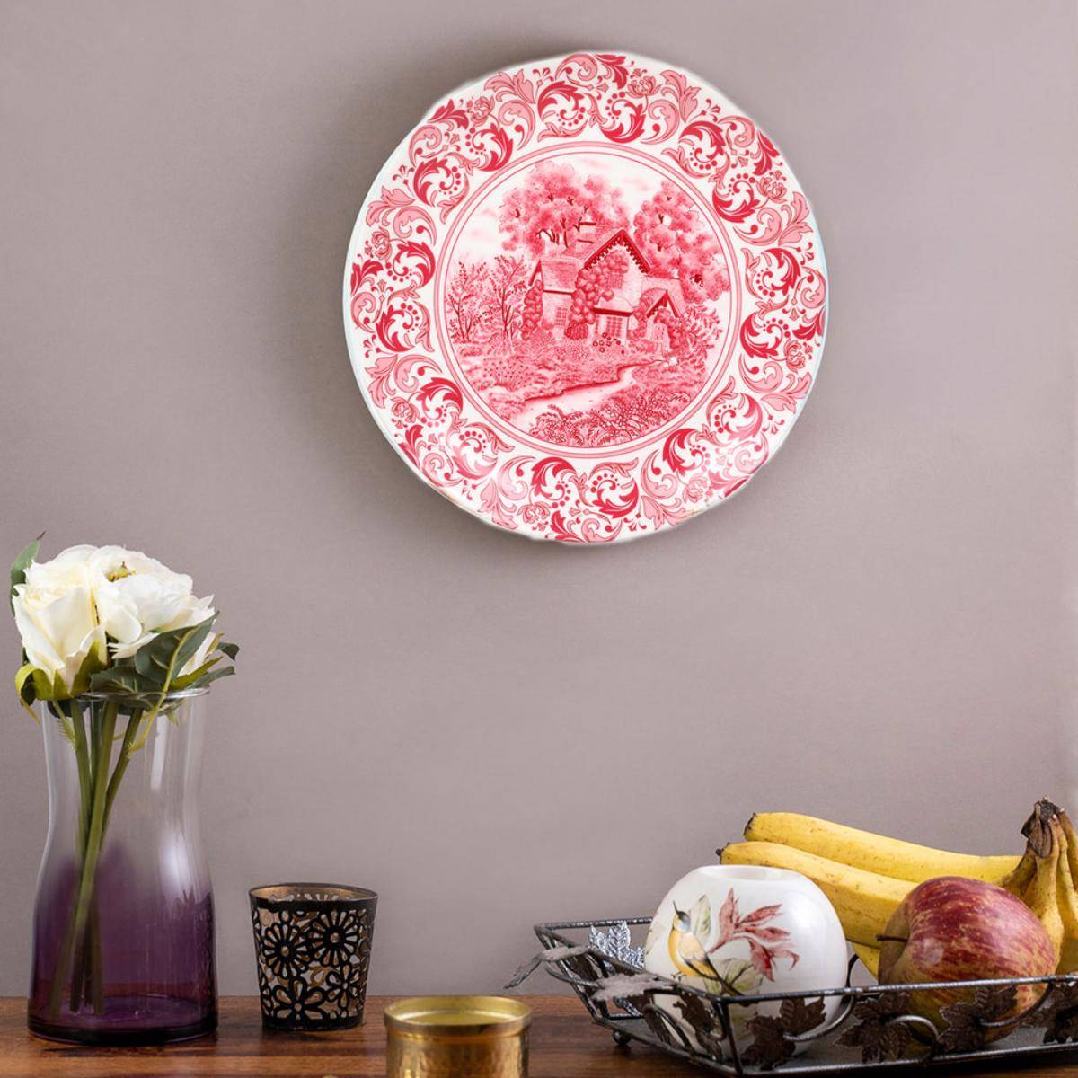 KOLOROBIA Premium Wall Plate For Home & Decor In Matte Finish Red Pottery Design
