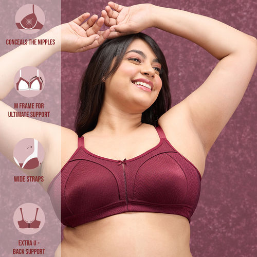 Buy Nykd by Nykaa Luxe Jacquard M-frame Bra - Maroon Nyb232 online