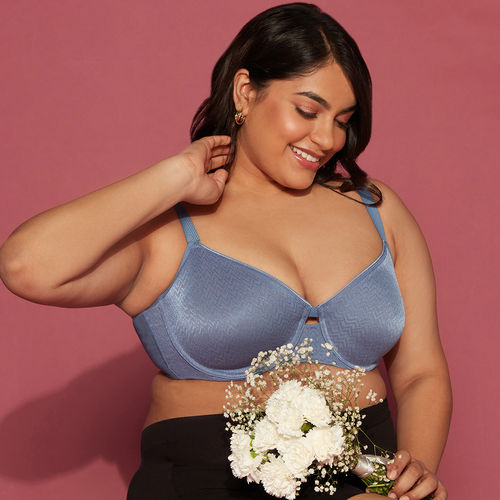 Buy Nykd by Nykaa Luxe Jacquard M-frame Bra - Blue Nyb232 online