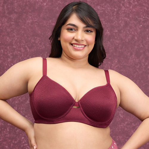 Buy Nykd by Nykaa Luxe Jacquard M-frame Bra - Maroon Nyb232 online