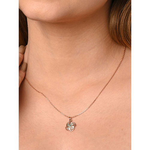 CLARA 925 Silver Rose Gold Plated Swiss Zirconia Hermosa Pendant Chain  Necklace for Women