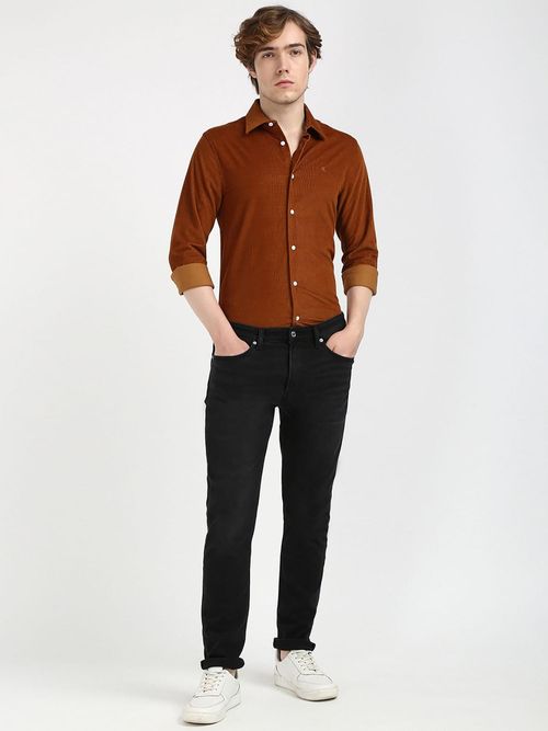 Buy Calvin Klein Men Rust Slim Fit Textured Shirt Online