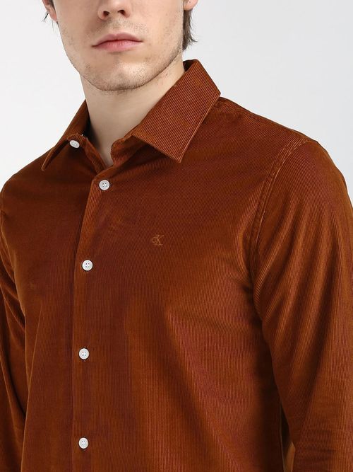 Buy Calvin Klein Men Rust Slim Fit Textured Shirt Online
