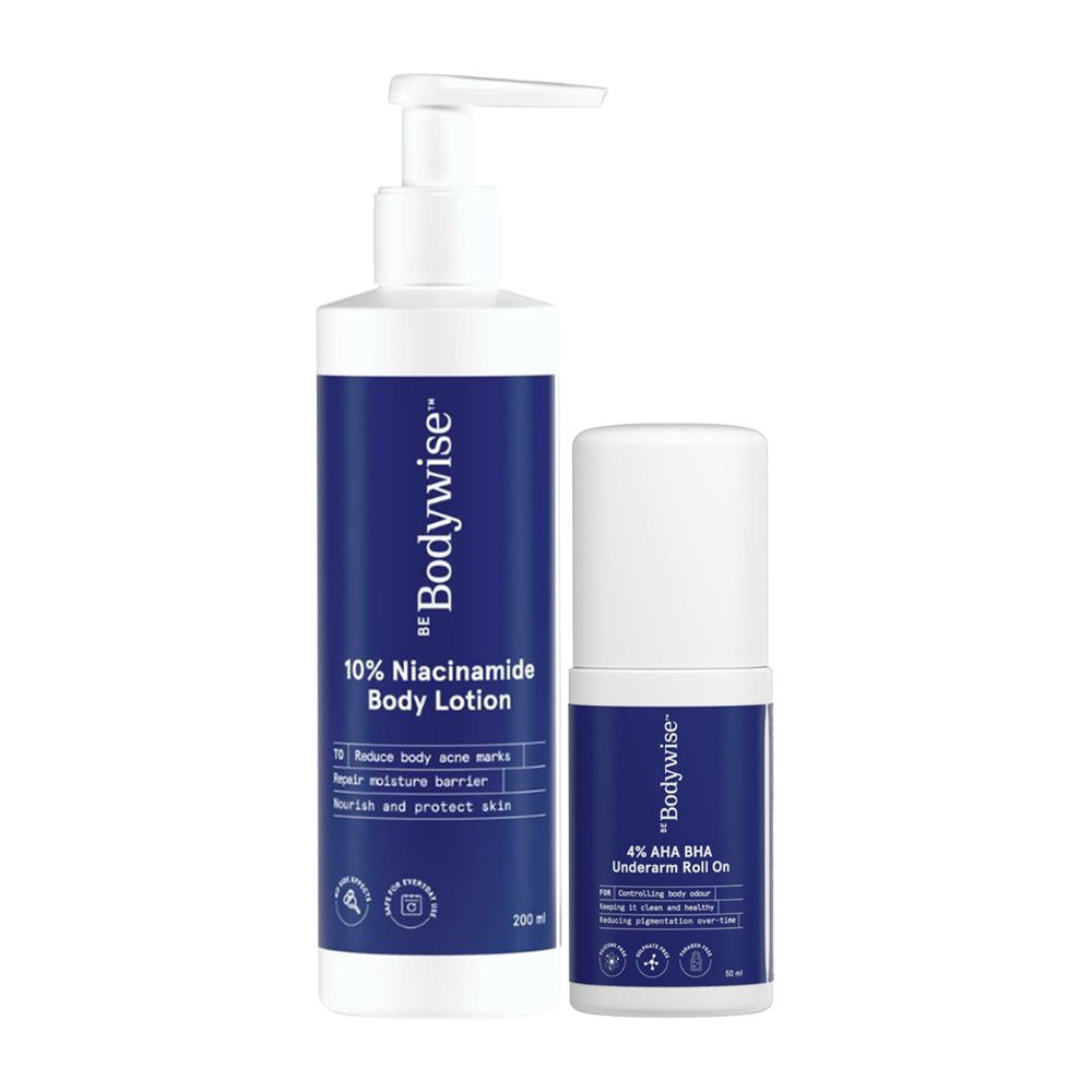 Be Bodywise 4% AHA BHA Underarm Roll On & 10% Niacinamide Lotion- Helps Promote Glowing Underarms