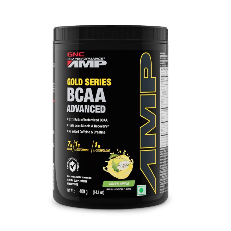 GNC AMP Gold Series BCAA Advanced with Vitamin B6 14.1 Oz (Green Apple) Buy GNC AMP Gold