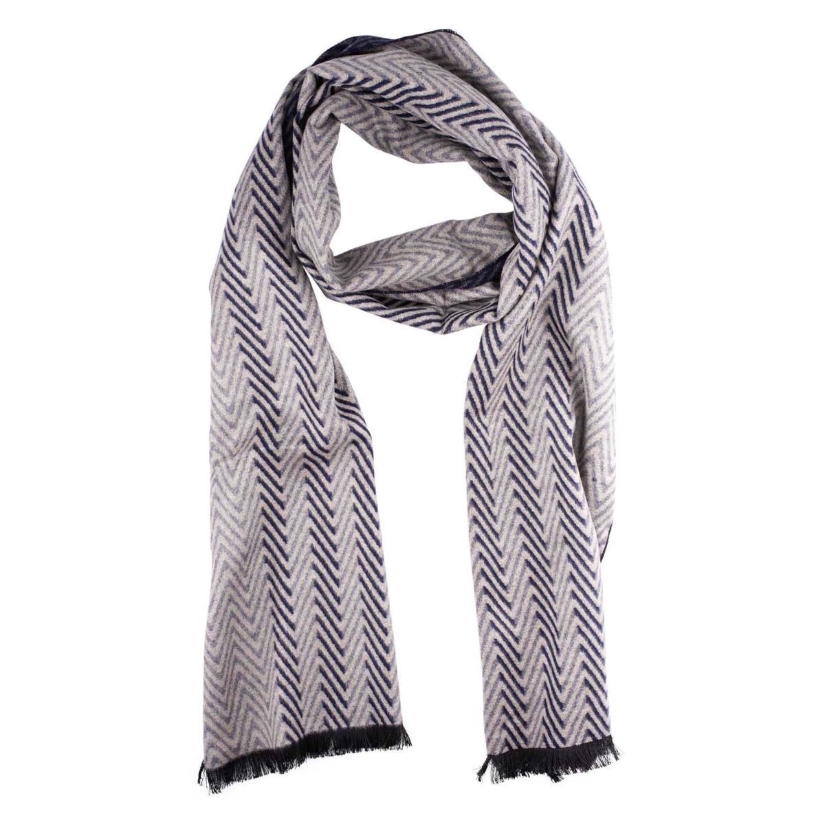 The Tie Hub Grey with Blue Zig-zag Lines Scrf: Buy The Tie Hub Grey ...