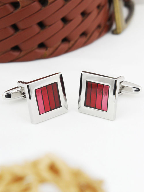 Buy PELUCHE Men Red Color Solid cufflinks Online