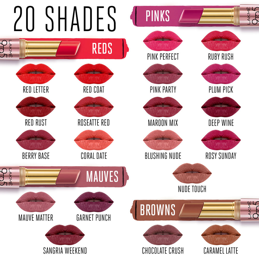 lakme lipstick colours with number