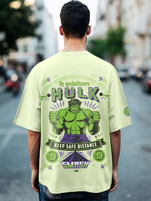 Buy Bewakoof Official Marvel Men's Fog Green Hulk Truck Graphic