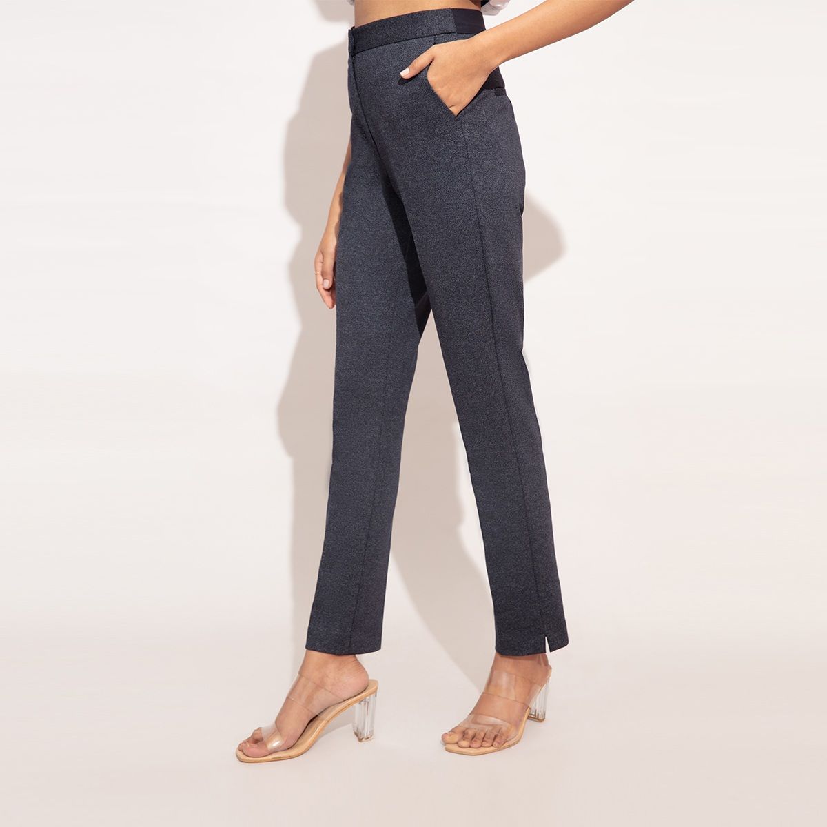 Ankle length viscose skinny trousers Navy Blue | Womens Adolfo Dominguez  Trousers • Intoseminar