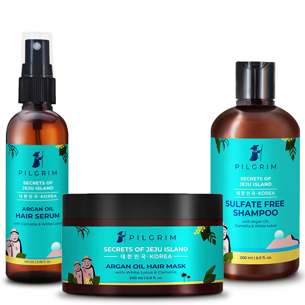 Pilgrim Anti Hairfall Spa Range Sulphate Free Shampoo + Argan Oil Hair Mask & Hair Serum
