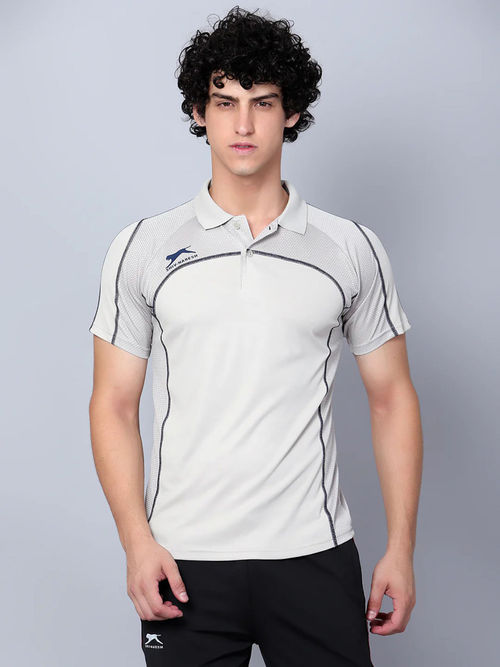 Shiv Naresh Grey Polyester Printed Polo T-Shirt